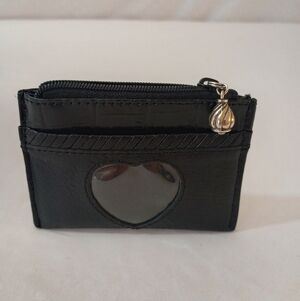 Brighton Small Leather Card case Wallet Black Heart Accent Women's Wallet